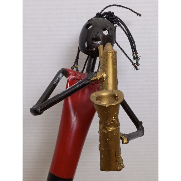 Saxophone Player Sculpture South African Scrap Metal VTG Folk Art Music Theme - Picture 7 of 12